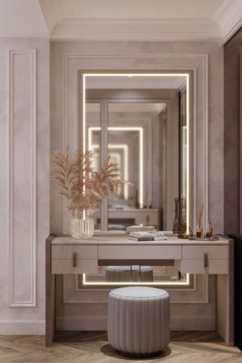 Modern vanity area Walking Closet, Dressing Table Design, Modern Luxury Bedroom, Beauty Room Decor, Rule The World, Entry Way Design, Home Entrance Decor, Home Design Living Room, Room Design Bedroom