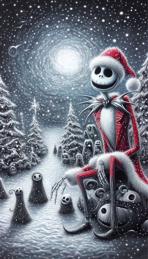 Jake Skellington, Santa Wallpaper, Outfit Wallpaper, Clay Mation, Wallpaper Snow, Native Humor, Nightmare Before Christmas Pictures, Jack Skellington Santa, Christmas Digital Art