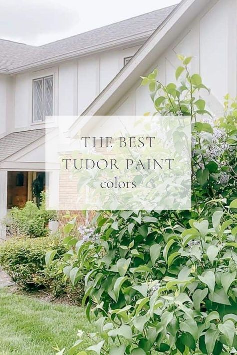 Tudor Paint Colors, Updated Tudor Exterior, Tudor Home Exterior, Tudor Exterior Paint, Modern Tudor House Exterior, Stucco Exterior Colors, Tutor Style Homes, Updated Tudor, Home Exterior Colors