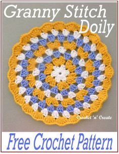 FREE round granny stitch doily pattern, find it on crochetncreate. Granny Square Doily Free Pattern, Round Granny Square Crochet Patterns Free, Crochet Granny Stitch In The Round, Crochet Round Granny Pattern, Round Granny Square Pattern, Round Crochet Doilies Free Pattern, Granny Round Crochet Pattern, Crochet Round Granny Square, Free Round Crochet Patterns