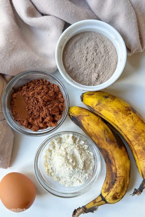 Banana Recipes Protein Powder, Protein Brownies With Banana, Protein Banana Brownies, Banana Protein Powder Recipes, Banana Recipes Protein, Protein Banana Recipes, Banana Protein Recipes, Brownies Low Calorie, Easy Protein Powder Recipes