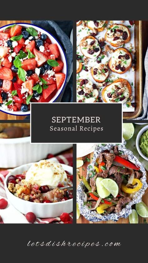 September Seasonal Recipes -- Fall is just around the corner, which means the best of two seasons this month! In addition to corn, tomatoes and melons, sweet potatoes, squash and apples come into season this month. Seasonal Recipes Fall, Best Broccoli Cheese Soup, Cucumber Tea Sandwiches, Season Recipes, Farmers Market Recipes, Watermelon Feta Salad, Recipes Fall, Easy Holiday Recipes, Spicy Pork