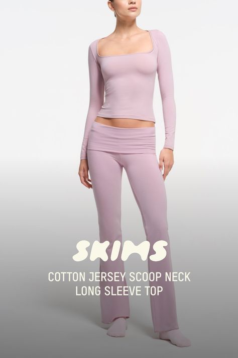 Another SKIMS tee that can’t be topped. Featuring a wide scoop neckline and long sleeves, this must-have style is designed in the softest Cotton Jersey fabric that made our viral tee so popular. Fits true to size. XXS-XL 2X-4X Length 19" 21" | SKIMS Scoop Neck Long Sleeve Top | Pink | Medium | Cotton Jersey Dream Clothes Plus Size, Personal Things, Amazon Clothes, Olive Skin, Clothing Pieces, Fits Clothes, Cotton Jersey Fabric, Scoop Neck Long Sleeve, Basic Long Sleeve