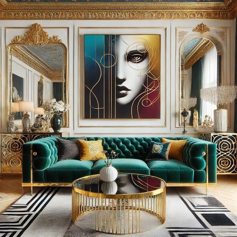 Previously we have already discussed 4 interior styles, that will be useful for both artists and art lovers to know, and today I present to you the Hollywood Regency style (HR). It originated in the 30-40s in Hollywood, California, when luxurious celebrity homes began to be decorated in this elegant and glamorous style. Its creators are considered to be designers like Dorothy Draper and William Haines, who drew inspiration from Art Deco and neoclassical traditions, adding elements of luxu... Old Hollywood Interior Design, Hollywood Glam Interior Design, Hollywood Regency Interior Design, Hollywood Interior Design, William Haines, Maximalist Apartment, Regency Bedroom, Hollywood Regency Bedroom, Lacquered Furniture