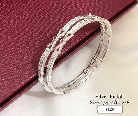 Breslet For Women Design, Chandi Kada Design For Women, Silver Bangles Design For Women, Silver Bangles Design For Women Indian, Silver Bangles Design, Kada Design, Silver Anklets Designs, Bracelets Simple, Gold Earrings For Kids