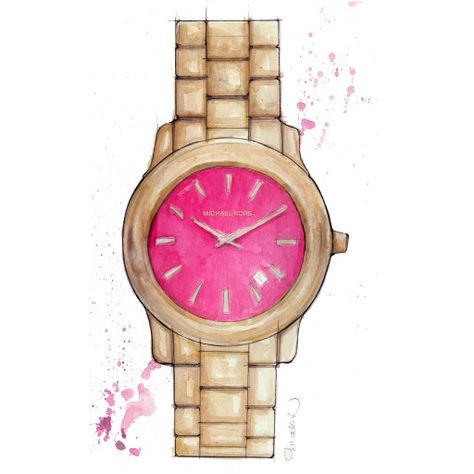 Micheal kors watch - fashion illustration by pinodesk Accessories Fashion Illustration, Fashion Accessories Sketch, Journal Clipart, Shoe Diva, Water Color Pencils, Celebrity Books, Bag Illustration, Fashion Accessories Illustration, Fashion Artwork