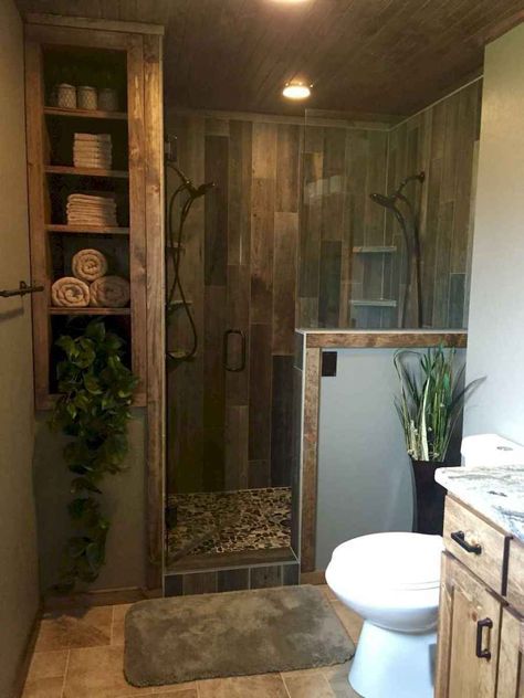 Makeover Kamar Mandi, Farmhouse Bathroom Remodel, Cabin Bathrooms, Shower Designs, Rustic Bathroom Designs, Bad Inspiration, Modern Farmhouse Bathroom, Rustic Bathrooms, Bathroom Remodel Designs