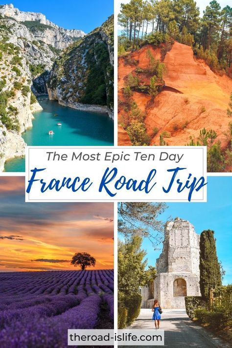 A magical south of France road trip itinerary passing through vibrant lavender fields, charming medieval villages, and the most jaw dropping landscapes you've ever seen! Follow this itinerary to see the very best of the south of France in 10 days. #southoffrance #provence #roadtrip France Road Trip | South of France | Provence | Best Road Trips in Europe France Road Trip Itinerary, France Road Trip, Bucket List Europe, 10 Day Itinerary, France Itinerary, France Travel Guide, Backpacking Europe, Visit France, Road Trip Hacks