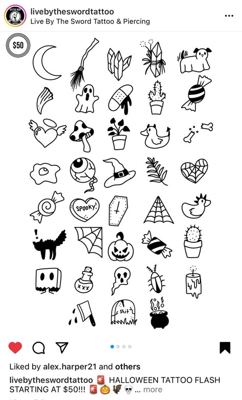 Tiny Halloween Drawings, Nail Art Sheet Practice, Halloween Doodles Aesthetic Easy, Small Tattoo Ideas Halloween, Tiny Tattoo Flash Sheet Simple, Small Halloween Flash Tattoos, Small Simple Halloween Tattoos, Halloween Flash Sheet Simple, Halloween Small Drawings