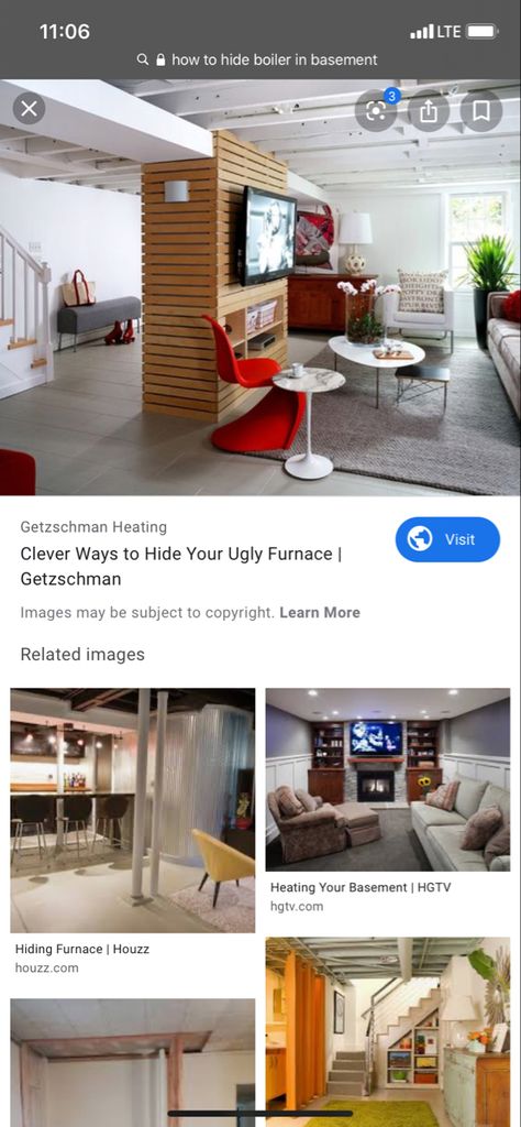 I googled how to hide furnace and this was the best idea because a lot are in the middle of the basement space. It gives it an “intentional” look and not just a random closet there or a random curtain idea. Basement With Furnace In Middle, Basement Hide Furnace, Furnace Cover Ideas Basements, How To Hide Utilities In Basement, Basement Furnace Hide, Furnace In Middle Of Basement, Hide Furnace In Basement, Basement Furnace Room Ideas, Basement Curtain Ideas