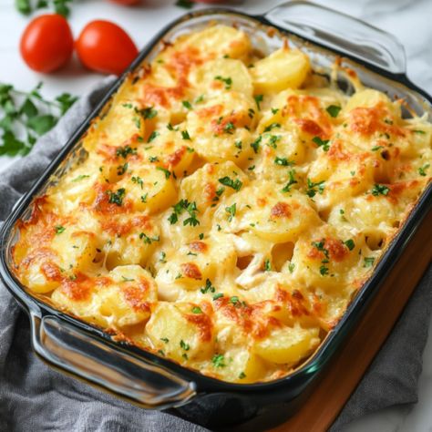 Easy Potato And Chicken Casserole Simple Chicken And Potato Recipes, Canned Chicken And Potatoes Recipes, Chicken Potato Casserole Recipes, Chicken And Scalloped Potatoes, Chicken Potatoes Recipes, Potato And Chicken Casserole, Small Potatoes Recipe, Potato Casserole Recipes, Chicken And Potato Casserole