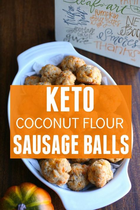 Keto Coconut Flour Sausage Balls Recipe- perfect for anyone with an almond flour allergy. These keto coconut flour sausage balls are easy to make and are perfect for the holidays! lchf, atkins, paleo, clean eating, low carb appitizer holiday recipes | ketosizeme.com Clean Eating Low Carb, Best Keto Breakfast, Eating Low Carb, Sausage Balls Recipe, Desayuno Keto, Coconut Flour Recipes, Resep Diet, Sausage Balls, Low Carb Diets