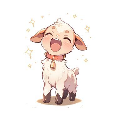 "Joyful Jumper: The Gleeful Goat" Sticker for Sale by KaleidoKiosk | Redbubble Chibi Goat, Cute Goat Drawing, Goat Emoji, Cute Goat Art, Spooky Animals, Goat Anime, Chibi Monster, Goat Sticker, Goat Picture