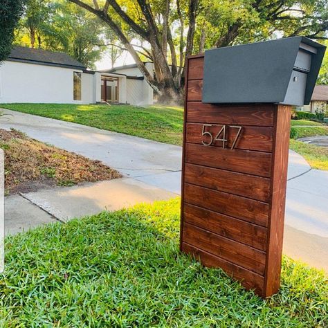 SenseiCreationsStore on Etsy Mid Century Mailbox, Mailbox Diy, Wood Mailbox, Mid Century Modern Mailbox, Curbside Appeal, Wooden Mailbox, Diy Mailbox, Mailbox Ideas, Mailbox Posts