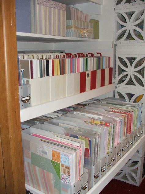 Michaels Simply Tidy Craft Room, Scrapbooking Paper Storage, Paper Storage 12x12, Paper Storage Ideas, Scrapbook Paper Organization, Scrapbook Room Organization, Scrapbooking Accessories, Rangement Art, Cricut Studio