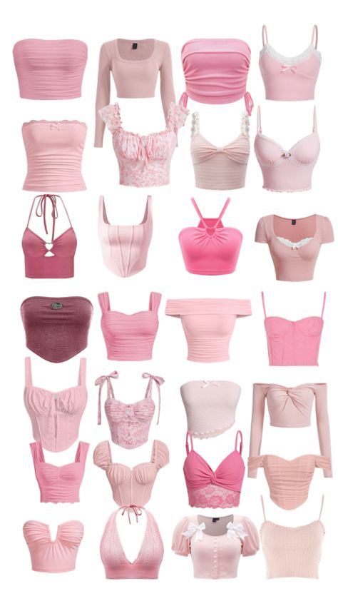 Pink Beach Aesthetic Outfits, Pink Cute Outfits Girly, Pink Tops Aesthetic, Pink Top Outfit Aesthetic, Casual Outfits Black, Pink Girly Outfits, Preppy Summer Outfits, Cute Dress Outfits, Shein Outfits