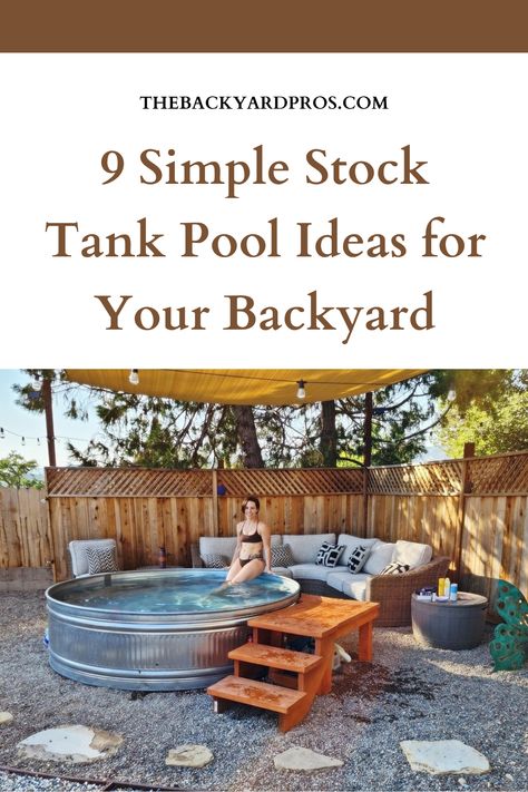 Transform your backyard with a refreshing stock tank pool! These 9 simple ideas will help you create a stylish and functional oasis without breaking the bank. Cool off and relax in your own DIY pool this summer. Small Metal Pools Backyard, Watering Trough Pool, Stock Tank Bathtub Diy, Livestock Tank Pool, Stock Tank Ideas, Galvanized Stock Tank Pool Ideas, Diy Pool Ideas Homemade, Galvanized Pool, Stock Tank Garden