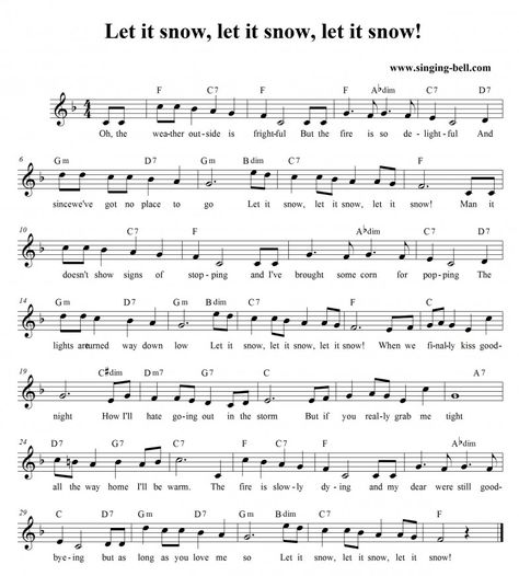 Let it snow_score_singing-bell Christmas Songs Piano, Free Christmas Music, Piano Sheet Music Easy, Christmas Piano Sheet Music, Free Violin Sheet Music, Piano Songs Sheet Music, Piano Songs For Beginners, Music Printables, Sheet Music Easy