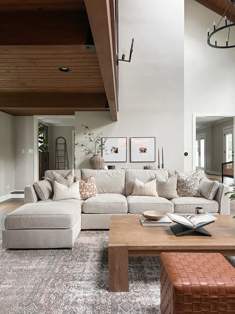 Family Room Sectional Details - lauren ashley hansen - home, lifestyle Sectional With Chaise Living Room Layout, Sofa Chaise Living Room Ideas, Chaise Sectional Living Room Layout, Sactional Lovesac, Lovesac Sactional Living Rooms, Love Sac Sectional, Lovesac Sectional, Sectional Sofa Decor, Sectional Ideas