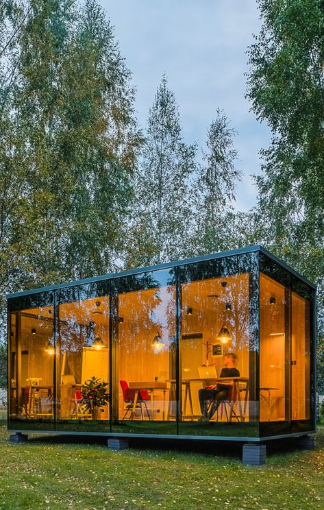 #InteriorDesign #Home #Tiny #Space #Comfort #Maximizing #Ideas #HomeDecorating #HomeStyle #Living #Compact #HomeInspiration #in #and Container Office Design, Tiny Home Ideas, Prefab Office, Garden Office Shed, Cafe Plan, Sloped Backyard Landscaping, Pod House, Outside Room, Shelter Design