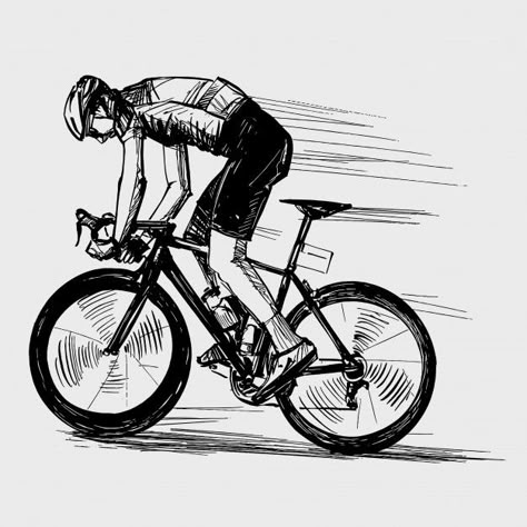 Desenho da competição de bicicleta | Premium Vector #Freepik #vector #esporte #bicicleta #velocidade #ilustracao Cyclist Drawing, Bike Art Drawing, Cycling Drawing, Tattoo Bike, Bicycle Sketch, Cycling Tattoo, Bicycle Drawing, Cycle Drawing, Bicycle Tattoo