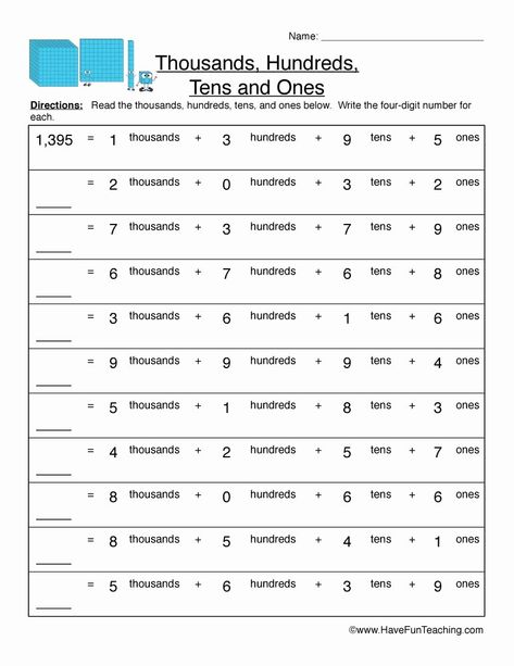 Ones Tens Hundreds Worksheet Elegant Practice Place Value Ten Thousands – Chessmuseum Template Library Tens Ones Worksheet, Place Value Worksheets, Have Fun Teaching, Free Kindergarten Worksheets, Tens And Ones, 1st Grade Worksheets, Place Value, Place Values, 2nd Grade Math