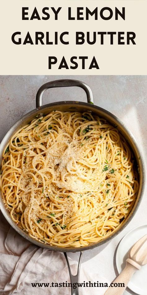 You'll love this Lemon Butter Pasta Recipe! With a lemon butter pasta sauce, perfectly cooked spaghetti, and plenty of cheese, each bite of this easy pasta dish is so delicious! No Ingredient Dinner, Lemon Butter Sauce Pasta, Spaghetti And Cheese, Lemon Butter Pasta, Pasta With Lemon Sauce, Sicilian Culture, Butter Sauce For Pasta, Quick Foods, Garlic Butter Pasta