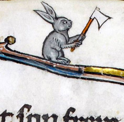 Middle Ages Art, Medieval Drawings, Medieval Artwork, Funny Artwork, Rabbit Drawing, Medieval Paintings, Medieval Manuscript, Rabbit Art, Bunny Art