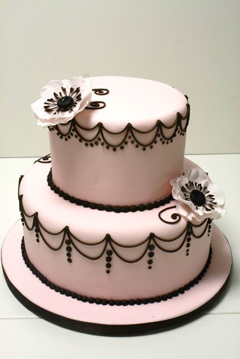 Twin Cakes, Gothic Birthday Cakes, 40 Cake, Pink Cakes, Black Cake, 3 Tier Cake, Ginger Cake, Pink Wedding Cake, Simple Wedding Cake