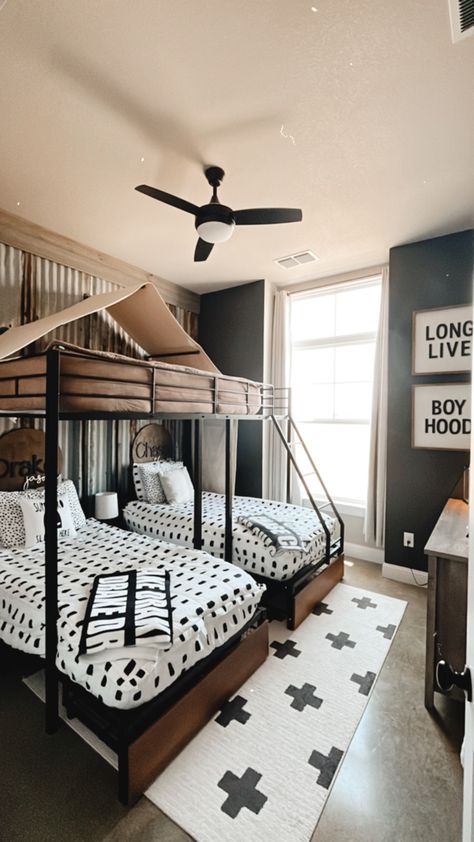 Brothers Sharing Room Ideas Bunk Bed, 3 Boys Shared Bedroom, Boy Bunk Beds Room Ideas, Shared Boys Room Bunk Beds, Brothers Room Ideas Shared Bedrooms, Bunkbed Boys Room Ideas, Boys Bedroom Ideas With Bunk Beds, Boys Bunk Beds Room Ideas, Boys Room Shared