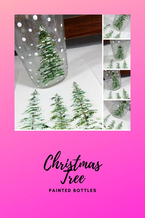 This painting video tutorial will show you how to paint an easy Christmas tree on a glass bottle, step by step. #bottle #artbottles #bottleart #painting #easy #simple #stepbystep #paint #acrylic #polkadots #tree #Christmastree #paintingbottles #bottlepainting #paintingonbottles #Christmasdecor #simplebottlepainting Qtip Bottle Painting, Painted Wine Bottles Christmas Ideas, Painting Wine Bottles Diy Acrylics Easy, How To Paint On Glass Bottles, Painted Wine Bottles Christmas, Christmas Tree Painting Easy, Christmas Bottle Art, Holiday Signs Wooden, Wine Bottle Christmas Tree