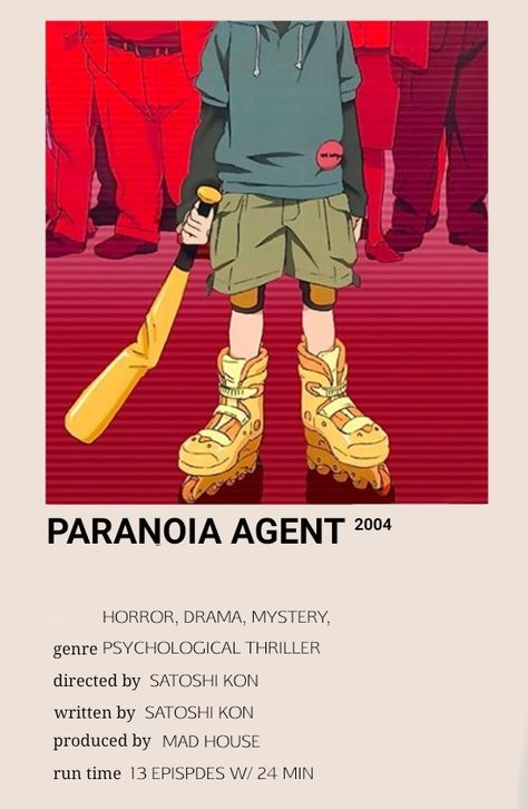 Lil Slugger Paranoia Agent, Lil Slugger, Paranoia Agent, Anime Core, Satoshi Kon, Psychological Thrillers, Detective, Tokyo, Drama