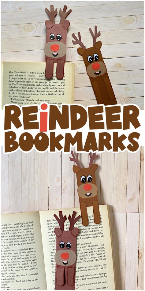 Get your kids excited about reading by making these reindeer bookmarks. They are quick, easy to make, and can be used in multiple ways! Use it as a bookmark, attach them to gifts or hang on the tree - you get two designs with this free printable template! Christmas Crafts Bookmarks, Holiday Bookmarks For Kids, Christmas Crafts Diy Kids Easy, Christmas Bookmarks For Kids, Winter Bookmarks For Kids Free Printable, Bookmarks Handmade Christmas, Christmas Craft Kids Easy, Diy Christmas Bookmarks, Christmas Bookmark Ideas