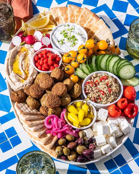 Falafel Recipe | Falafel Party Platter | Ain't Too Proud To Meg Mediterranean Staples, Feta Hummus, Antipasto Platter Italian, Fried Balls, Falafel Mix, Falafel Sandwich, Amazing Food Platters, Gluten Free Wraps, Party Display