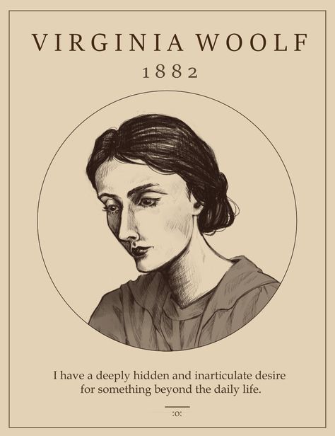 Modern Literature Aesthetic, Virginia Woolf Aesthetic, Virginia Woolf Poster, Women In Literature, Literature Poster, Shakespeare Portrait, Virginia Wolf, Literature Posters, Lost Paradise