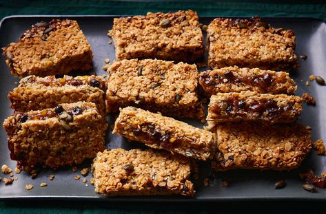 Mincemeat Flapjacks Recipe | Waitrose & Partners Flapjacks Recipe, Flapjack Recipe, Cheesecake Tarts, Christmas Baking Recipes, Rum Raisin, Soft Sugar, Cheesecake Bars, Tasty Recipes, Salted Butter