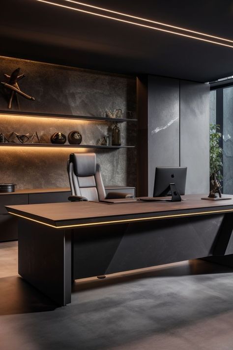 Modern Home Office Wallpaper, Lawyer Office Design, Modern Office Design Inspiration, Color In Interior Design, Dream Home Office, Executive Office Design, Luxury Office Furniture, Ceo Office, Industrial Office Design