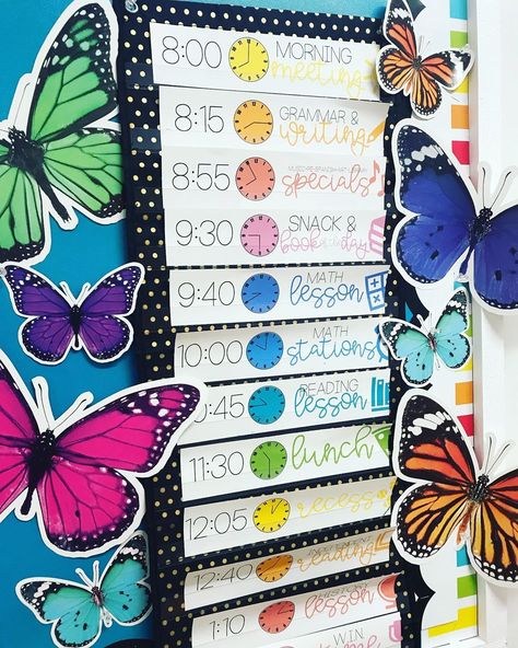 Butterfly Classroom Theme, Butterfly Classroom, Woodland Classroom, Classroom Schedule Cards, Butterflies Classroom, Teaching Clothes, Elementary Classroom Themes, Teacher Decor, Butterfly Plant