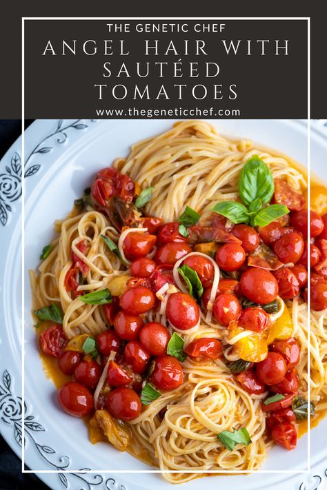 Angel Hair Pasta With Tomatoes, Easy Angel Hair Pasta Recipes Simple, Angel Hair Tomato Pasta, Angel Hair Summer Pasta, Angel Hair Spaghetti Recipes, Angel Hair Pasta With Cherry Tomatoes, Vegan Angel Hair Pasta Recipes, Pasta With Sauteed Cherry Tomatoes, Angle Hair Pasta Recipe