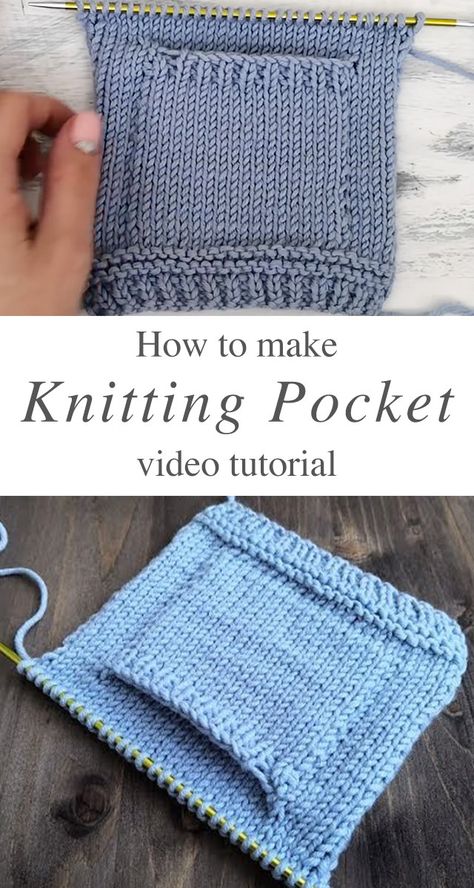 Knitting Pockets Tutorial, How To Knit Pockets, Knitting Pockets, Knitted Gifts Ideas, Flat Knitting Patterns, Different Knitting Stitches, Knit Patterns Free, Knit Gifts, Sweater Tutorial