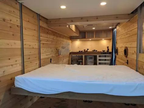 Criterion 7x16 cargo trailer conversion - Imgur Enclosed Trailer Conversion Toy Hauler, Converted Cargo Trailer, Hunting Trailer, Enclosed Trailer Camper, Cargo Trailer Camper Conversion, Camper Beds, Best Trailers, Cargo Trailer Conversion, Cargo Trailer Camper