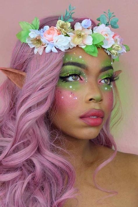 20+ Fairy Makeup Tutorials That Are Out Of This World | momooze.com Fairy Makeup Ideas, Fairy Halloween Makeup, Fairy Make-up, Halloween Makeup Pretty, Halloween Fairy, Magical Makeup, Halloween Tattoo, Fairy Makeup, Elf Makeup