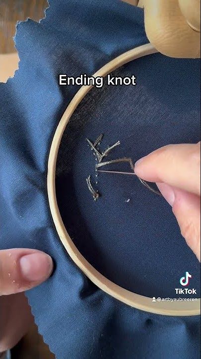 Beginning & Ending Embroidery Knots Knots Embroidery, Waste Knot Embroidery, How To End Embroidery Stitch, Ring Knot Embroidery Designs, Embroidery Knot, Embroidery Knot Stitch, How To Start Embroidery Without A Knot, Ending Embroidery Stitch, Embroidery Ending Knot