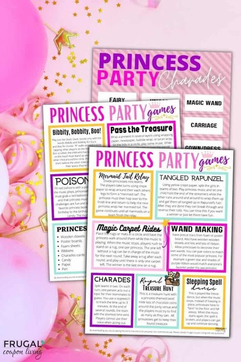 Prince And Princess Party Favors, Pretty Princess Birthday Party, Sleeping Beauty Party Games, Disney Princess Tea Party Ideas, Princess Games Party, Princess Diy Crafts, Disney Princess Birthday Party Games, Princess Birthday Party Activities, Princess Games For Kids