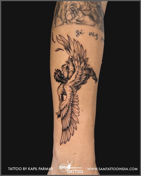 #fallenangel#lucifer#lucifer tattoo#fallen angel tattoo#black and grey#black and grey tattoo#wings tattoo#unique tattoo Angels Tattoos For Women, Fallen Angel Forearm Tattoo, Fallen Lucifer Tattoo, Lucifer Wings Tattoo, Lucifer Angel Tattoo, Lucifer Falling Tattoo, Fallen Angel Tattoo For Women, Lucifer Tattoo Design Angel, Angel Falling Tattoo