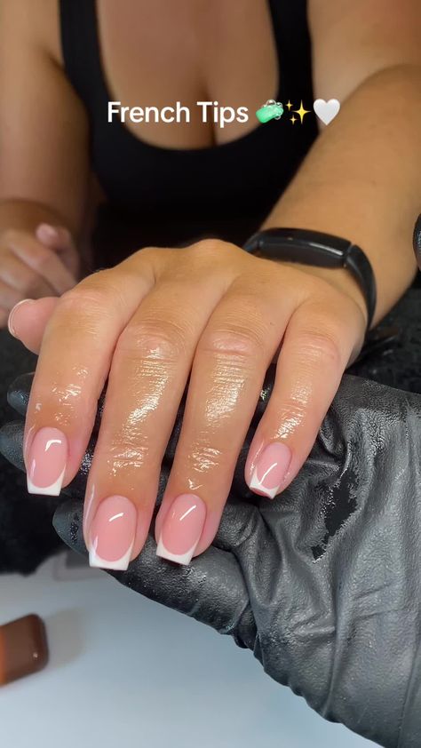 Short French Tip Nails, Gel Nails French, Overlay Nails, French Tip Acrylic Nails, Her Nails, Work Nails, Casual Nails, French Acrylic Nails, Short Square Acrylic Nails