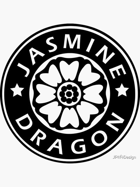 "Jasmine Dragon Tea" Sticker by JPN4Design | Redbubble Jasmin Dragon, Jasmine Illustration, Jasmine Dragon Tea Shop, The Jasmine Dragon Tea Shop, Jasmine Flower Tea, Disney Jasmine Stickers, Jasmine Dragon, Uncle Iroh, Dragon Logo