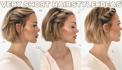 Short Hairstyle Ideas, Braids Short, Short Hair Up, Shorthair Hairstyles, Hairdos For Short Hair, Peinados Fáciles Para Cabello Corto, Penteado Cabelo Curto, Easy Braids, Short Hair Updo