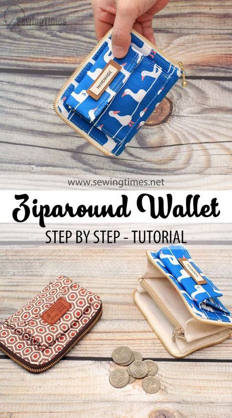 Coin Wallet Pattern, Coin Purse With Card Holder Diy, Sew Card Holder Wallet Tutorial, Zip Around Wallet Pattern Free, Mini Zipper Pouch Tutorial, Sew Card Holder, Free Coin Purse Patterns To Sew, Diy Coin Holder, Diy Card Holder Wallet