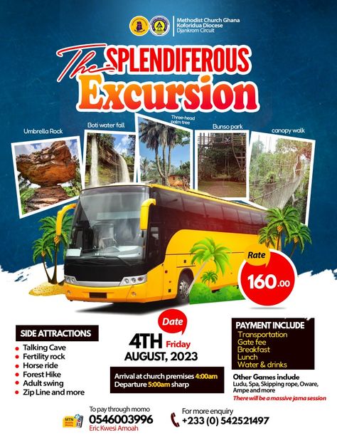 Davidson Grafix Travel And Tour Flyer Design, Excursion Flyer Design, Travel And Tourism Poster Design, Trip Flyer Design, Trip Poster Design, Bus Poster, Travel Advertising Design, Africa Art Design, Travel Creative